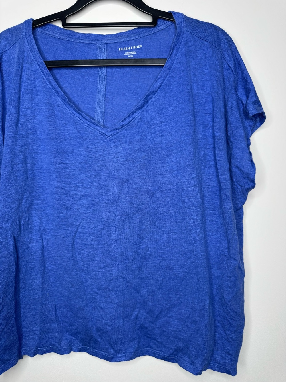 Eileen Fisher Organic Linen Jersey V-Neck Tee beach minimalist Lagenlook costal - Picture 6 of 6